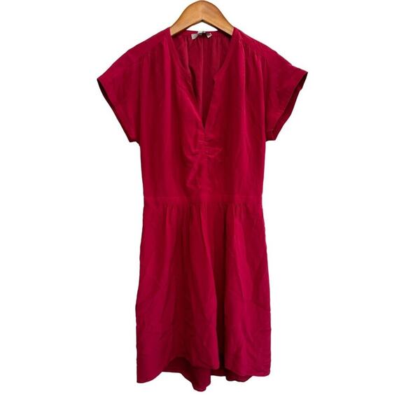 Madewell Fable Romantic Red Silk V Neck Casual Preppy Lightweight Dress size 2 - Picture 1 of 4